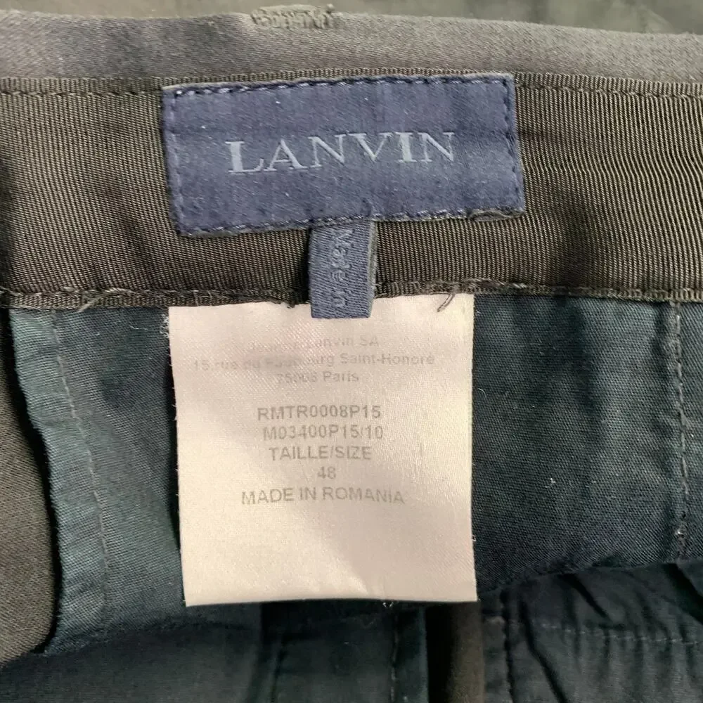 LANVIN Size 32 Black Cotton Blend Ankle Zip Flat Front Dress Pants